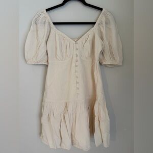 NWT American Eagle Beige Puff Sleeve Tiered Milkmaid Dress Size S